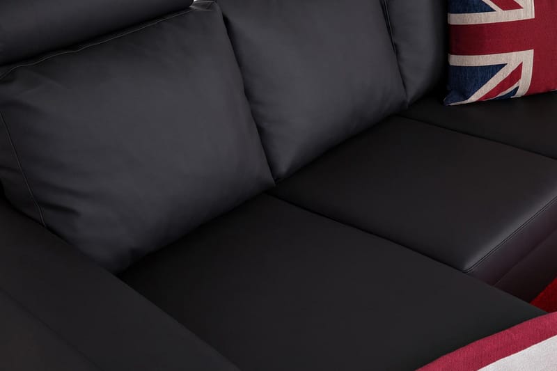 Crazy 3-sits Vändbar L-formad Divansoffa i Konstläder - Svart - Möbler - Vardagsrum - Soffor - Divansoffa & schäslong