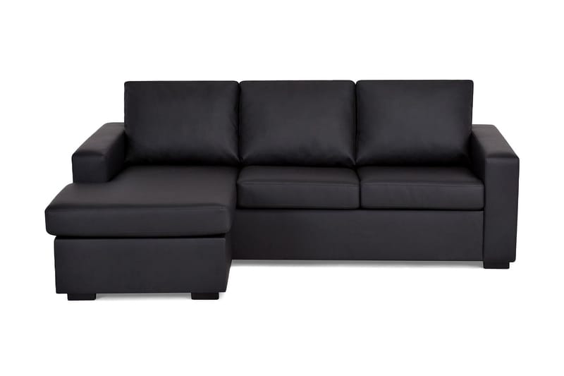 Crazy 3-sits Vändbar L-formad Divansoffa i Konstläder, Svart