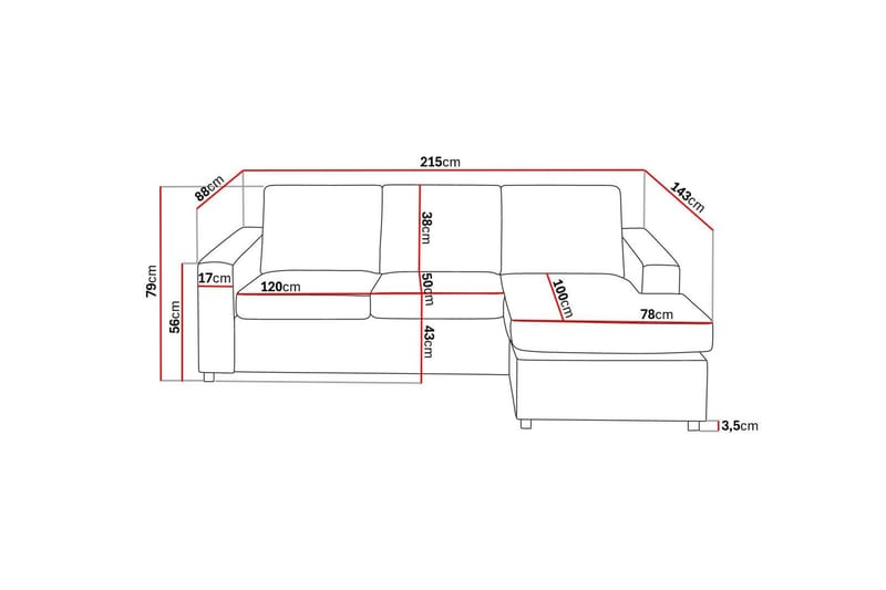 Crazy 3-sits Vändbar L-formad Divansoffa i Tyg - Antracit - Möbler - Vardagsrum - Soffor - Divansoffa & schäslong