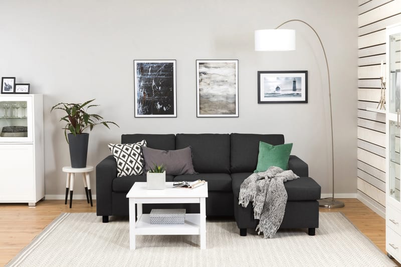 Crazy 3-sits Vändbar L-formad Divansoffa i Tyg - Antracit - Möbler - Vardagsrum - Soffor - Divansoffa & schäslong