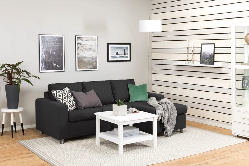 Crazy 3-sits Vändbar L-formad Divansoffa i Tyg - Antracit - Möbler - Vardagsrum - Soffor - Divansoffa & schäslong