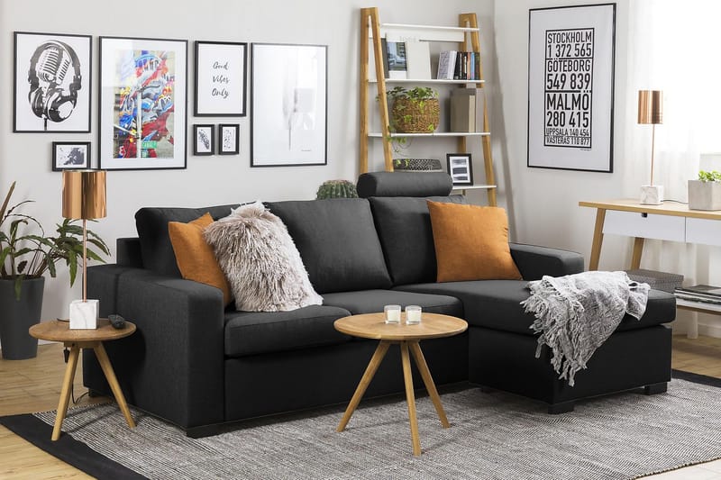 Crazy 3-sits Vändbar L-formad Divansoffa i Tyg - Antracit - Möbler - Vardagsrum - Soffor - Divansoffa & schäslong