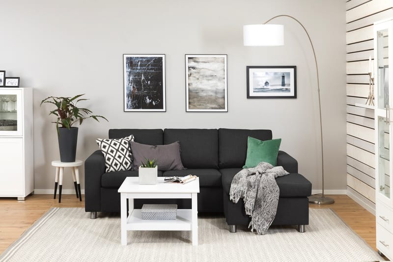 Crazy 3-sits Vändbar L-formad Divansoffa i Tyg - Antracit - Möbler - Vardagsrum - Soffor - Divansoffa & schäslong