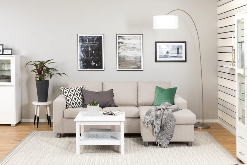 Crazy 3-sits Vändbar L-formad Divansoffa i Tyg - Beige - Möbler - Vardagsrum - Soffor - Divansoffa & schäslong