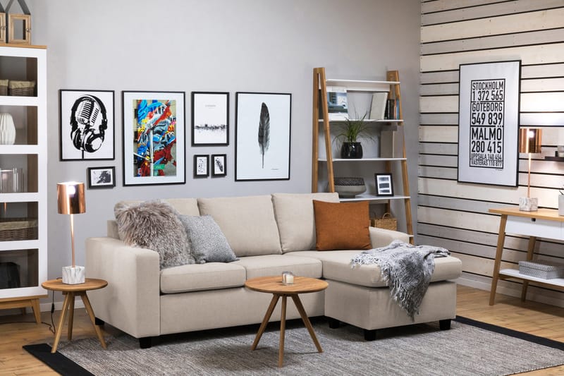 Crazy 3-sits Vändbar L-formad Divansoffa i Tyg - Beige - Möbler - Vardagsrum - Soffor - Divansoffa & schäslong