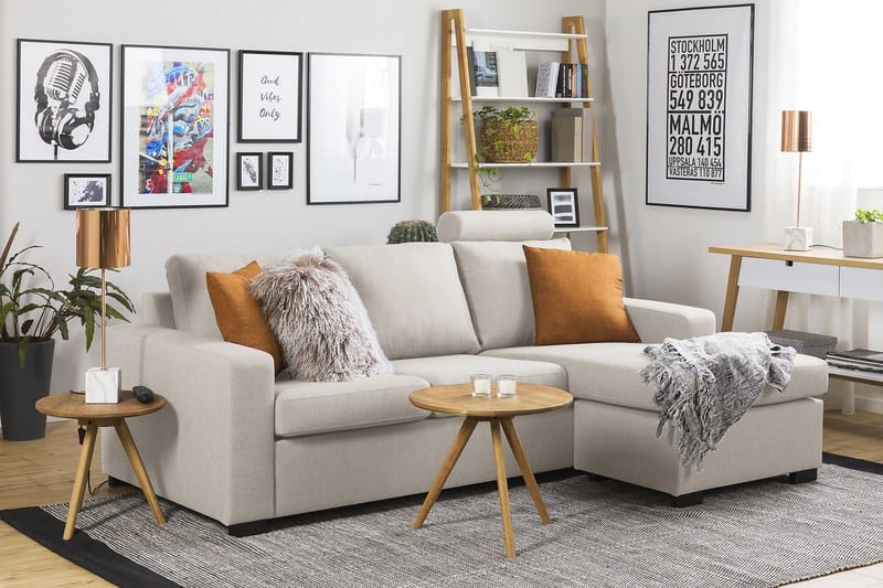 Crazy 3-sits Vändbar L-formad Divansoffa i Tyg - Beige - Möbler - Vardagsrum - Soffor - Divansoffa & schäslong