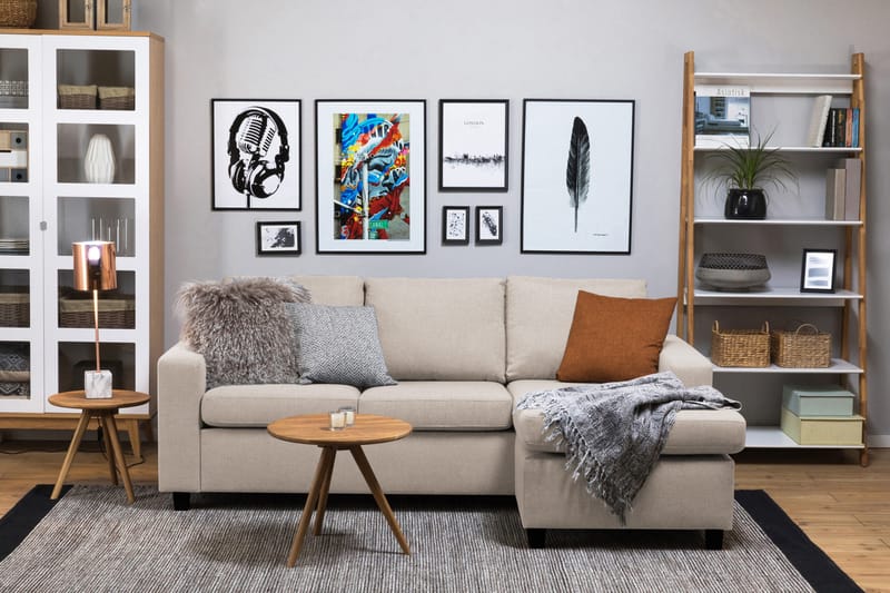 Crazy 3-sits Vändbar L-formad Divansoffa i Tyg - Beige - Möbler - Vardagsrum - Soffor - Divansoffa & schäslong