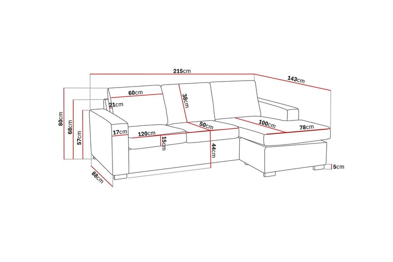 Crazy 3-sits Vändbar L-formad Divansoffa i Tyg - Beige - Möbler - Vardagsrum - Soffor - Divansoffa & schäslong
