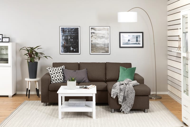 Crazy 3-sits Vändbar L-formad Divansoffa i Tyg - Brun - Möbler - Vardagsrum - Soffor - Divansoffa & schäslong