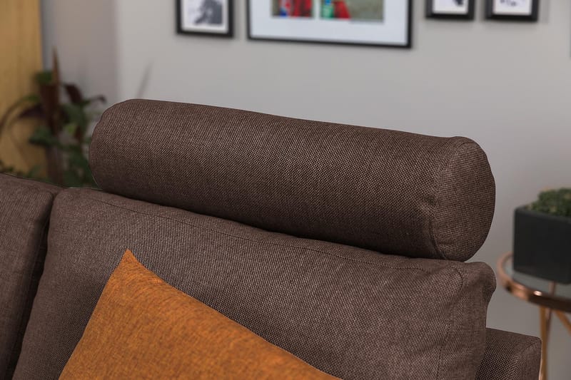 Crazy 3-sits Vändbar L-formad Divansoffa i Tyg - Brun - Möbler - Vardagsrum - Soffor - Divansoffa & schäslong