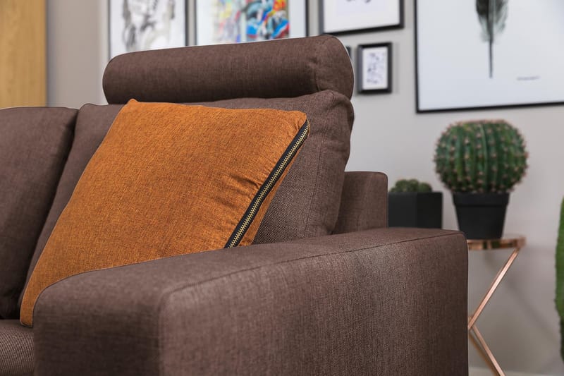 Crazy 3-sits Vändbar L-formad Divansoffa i Tyg - Brun - Möbler - Vardagsrum - Soffor - Divansoffa & schäslong