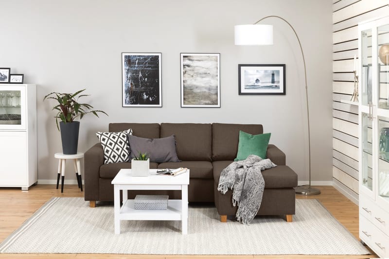 Crazy 3-sits Vändbar L-formad Divansoffa i Tyg - Brun - Möbler - Vardagsrum - Soffor - Divansoffa & schäslong