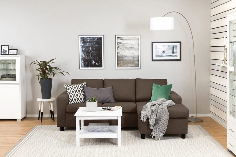 Crazy 3-sits Vändbar L-formad Divansoffa i Tyg - Brun - Möbler - Vardagsrum - Soffor - Divansoffa & schäslong