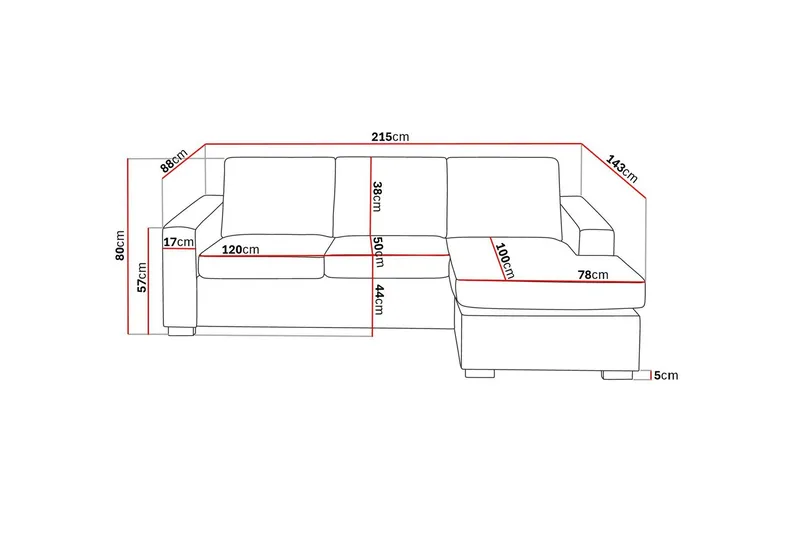Crazy 3-sits Vändbar L-formad Divansoffa i Tyg - Brun - Möbler - Vardagsrum - Soffor - Divansoffa & schäslong