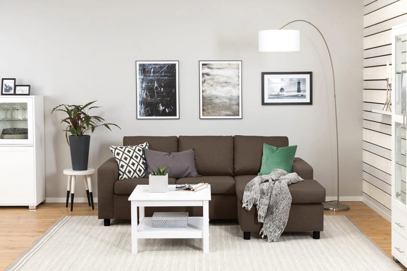 Crazy 3-sits Vändbar L-formad Divansoffa i Tyg - Brun - Möbler - Vardagsrum - Soffor - Divansoffa & schäslong