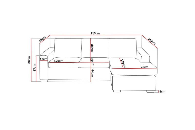 Crazy 3-sits Vändbar L-formad Divansoffa i Tyg - Grå - Möbler - Vardagsrum - Soffor - Divansoffa & schäslong