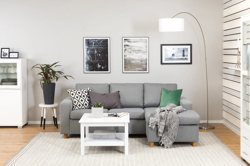 Crazy 3-sits Vändbar L-formad Divansoffa i Tyg - Grå - Möbler - Vardagsrum - Soffor - Divansoffa & schäslong