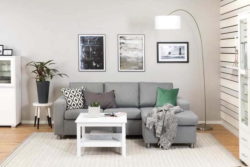 Crazy 3-sits Vändbar L-formad Divansoffa i Tyg - Grå - Möbler - Vardagsrum - Soffor - Divansoffa & schäslong