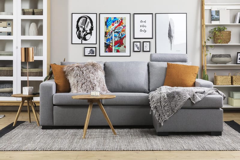 Crazy 3-sits Vändbar L-formad Divansoffa i Tyg - Grå - Möbler - Vardagsrum - Soffor - Divansoffa & schäslong