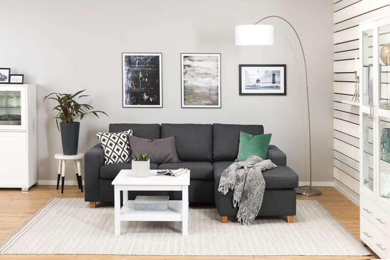 Crazy 3-sits Vändbar L-formad Divansoffa i Tyg - Mörkgrå - Möbler - Vardagsrum - Soffor - Divansoffa & schäslong