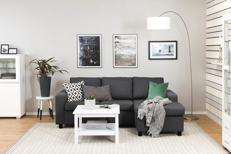 Crazy 3-sits Vändbar L-formad Divansoffa i Tyg - Mörkgrå - Möbler - Vardagsrum - Soffor - Divansoffa & schäslong