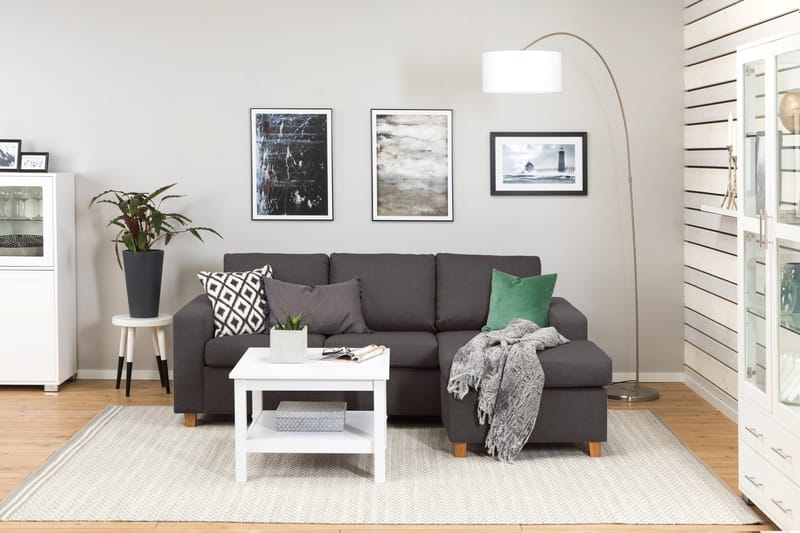 Crazy 3-sits Vändbar L-formad Divansoffa i Tyg - Mörkgrå - Möbler - Vardagsrum - Soffor - Divansoffa & schäslong