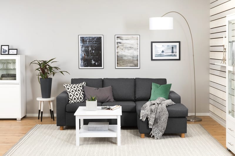Crazy 3-sits Vändbar L-formad Divansoffa i Tyg - Mörkgrå - Möbler - Vardagsrum - Soffor - Divansoffa & schäslong