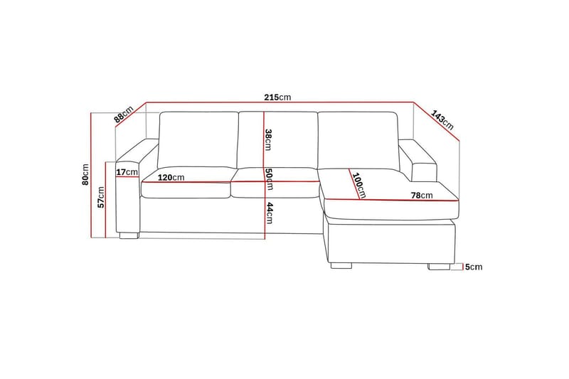 Crazy 3-sits Vändbar L-formad Divansoffa i Tyg - Mörkgrå - Möbler - Vardagsrum - Soffor - Divansoffa & schäslong