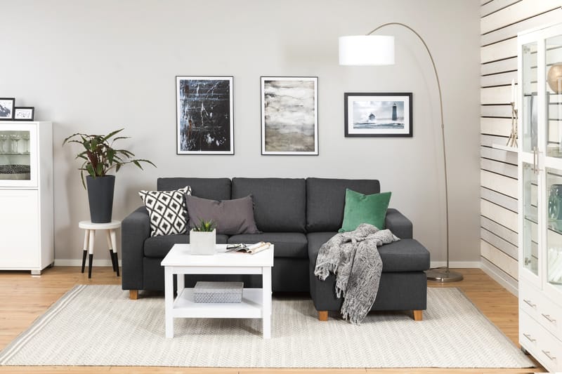 Crazy 3-sits Vändbar L-formad Divansoffa i Tyg - Mörkgrå - Möbler - Vardagsrum - Soffor - Divansoffa & schäslong