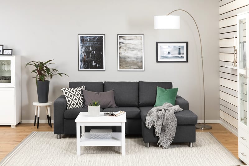 Crazy 3-sits Vändbar L-formad Divansoffa i Tyg - Mörkgrå - Möbler - Vardagsrum - Soffor - Divansoffa & schäslong