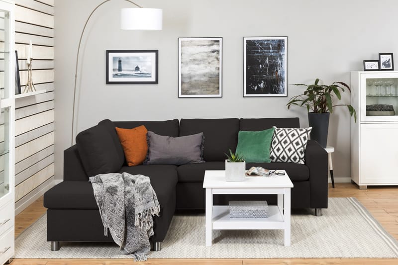 Crazy 3-sits Vänstervänd L-formad Schäslongsoffa i Tyg - Antracit - Möbler - Vardagsrum - Soffor - Divansoffa & schäslong