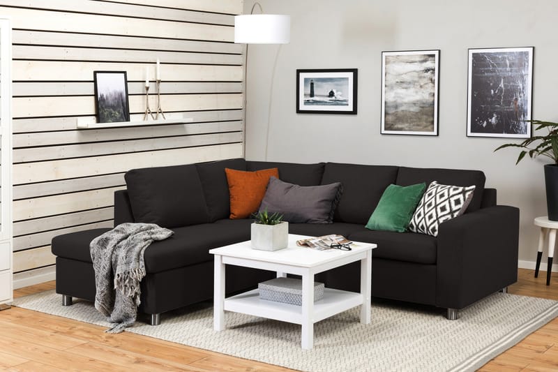 Crazy 3-sits Vänstervänd L-formad Schäslongsoffa i Tyg - Antracit - Möbler - Vardagsrum - Soffor - Divansoffa & schäslong