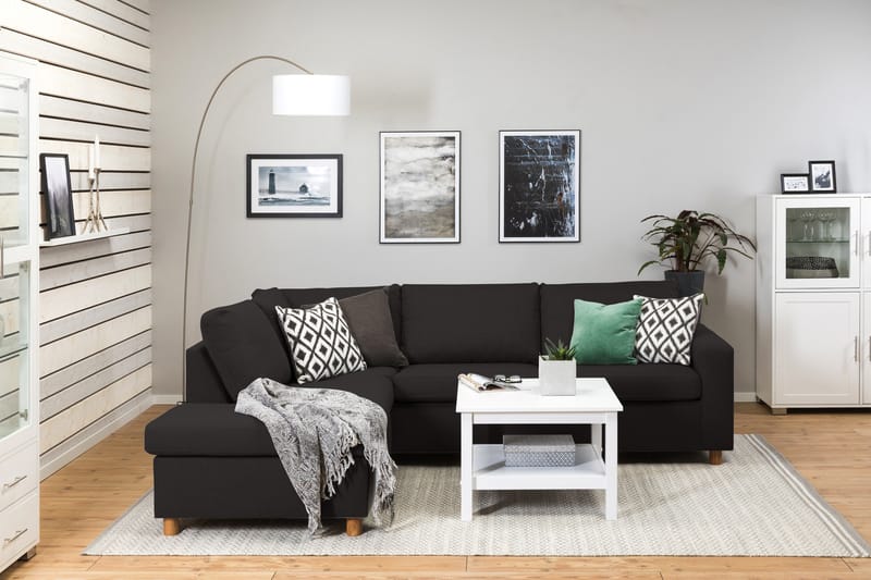Crazy 3-sits Vänstervänd L-formad Schäslongsoffa i Tyg - Antracit - Möbler - Vardagsrum - Soffor - Divansoffa & schäslong