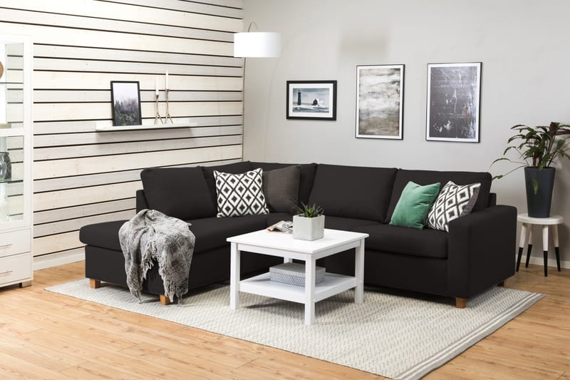 Crazy 3-sits Vänstervänd L-formad Schäslongsoffa i Tyg - Antracit - Möbler - Vardagsrum - Soffor - Divansoffa & schäslong