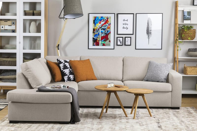 Crazy 3-sits Vänstervänd L-formad Schäslongsoffa i Tyg - Beige - Möbler - Vardagsrum - Soffor - Divansoffa & schäslong