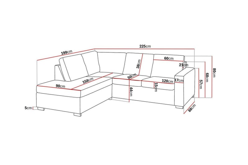 Crazy 3-sits Vänstervänd L-formad Schäslongsoffa i Tyg - Beige - Möbler - Vardagsrum - Soffor - Divansoffa & schäslong