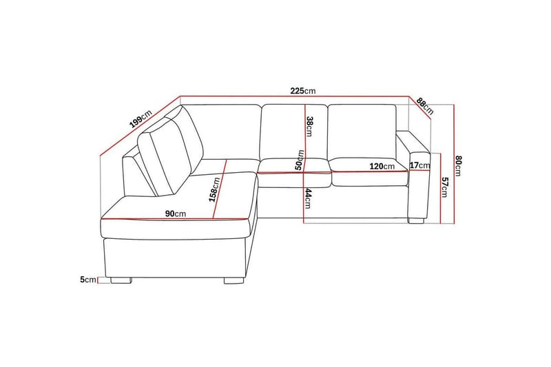 Crazy 3-sits Vänstervänd L-formad Schäslongsoffa i Tyg - Beige - Möbler - Vardagsrum - Soffor - Divansoffa & schäslong
