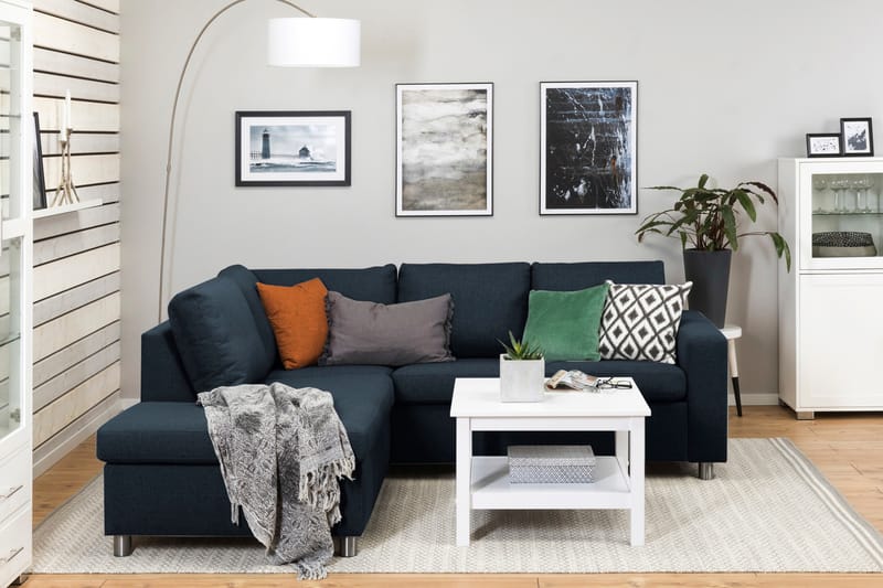 Crazy 3-sits Vänstervänd L-formad Schäslongsoffa i Tyg - Blå - Möbler - Vardagsrum - Soffor - Divansoffa & schäslong