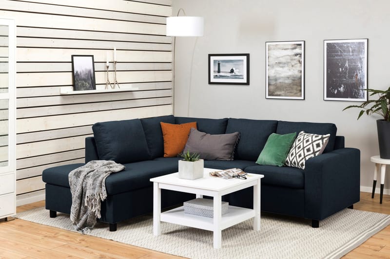 Crazy 3-sits Vänstervänd L-formad Schäslongsoffa i Tyg - Blå - Möbler - Vardagsrum - Soffor - Divansoffa & schäslong