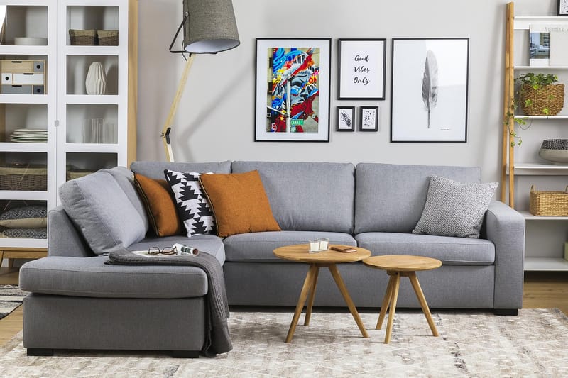 Crazy 3-sits Vänstervänd L-formad Schäslongsoffa i Tyg - Grå - Möbler - Vardagsrum - Soffor - Divansoffa & schäslong
