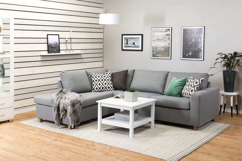 Crazy 3-sits Vänstervänd L-formad Schäslongsoffa i Tyg - Grå - Möbler - Vardagsrum - Soffor - Divansoffa & schäslong
