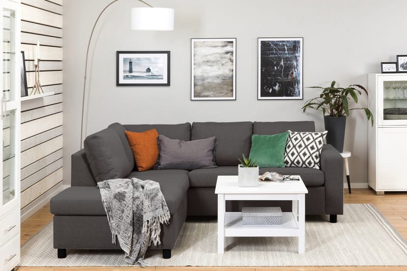 Crazy 3-sits Vänstervänd L-formad Schäslongsoffa i Tyg - Mörkgrå - Möbler - Vardagsrum - Soffor - Divansoffa & schäslong