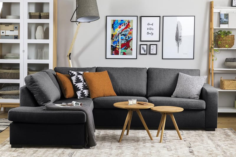 Crazy 3-sits Vänstervänd L-formad Schäslongsoffa i Tyg - Mörkgrå - Möbler - Vardagsrum - Soffor - Divansoffa & schäslong