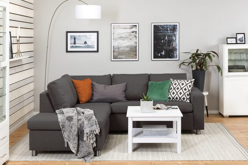 Crazy 3-sits Vänstervänd L-formad Schäslongsoffa i Tyg - Mörkgrå - Möbler - Vardagsrum - Soffor - Divansoffa & schäslong