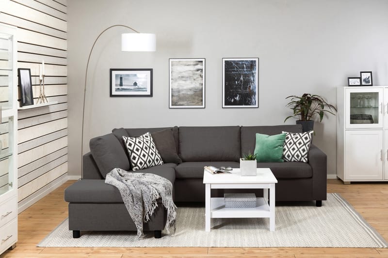 Crazy 3-sits Vänstervänd L-formad Schäslongsoffa i Tyg - Mörkgrå - Möbler - Vardagsrum - Soffor - Divansoffa & schäslong