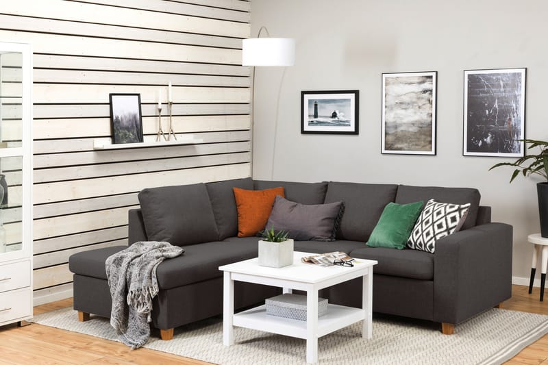Crazy 3-sits Vänstervänd L-formad Schäslongsoffa i Tyg - Mörkgrå - Möbler - Vardagsrum - Soffor - Divansoffa & schäslong