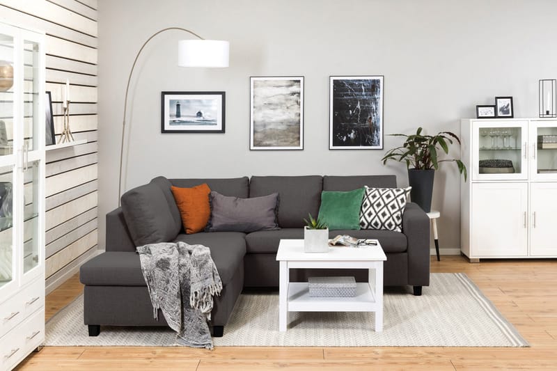 Crazy 3-sits Vänstervänd L-formad Schäslongsoffa i Tyg - Mörkgrå - Möbler - Vardagsrum - Soffor - Divansoffa & schäslong