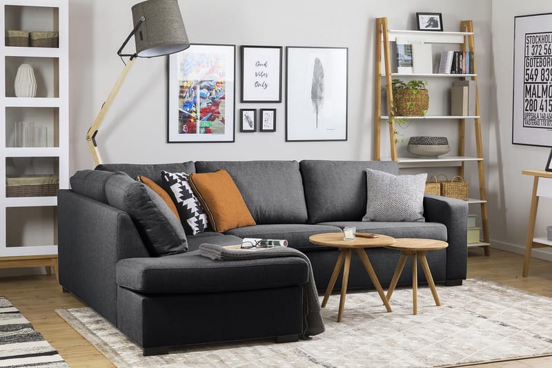 Crazy 3-sits Vänstervänd L-formad Schäslongsoffa i Tyg - Mörkgrå - Möbler - Vardagsrum - Soffor - Divansoffa & schäslong