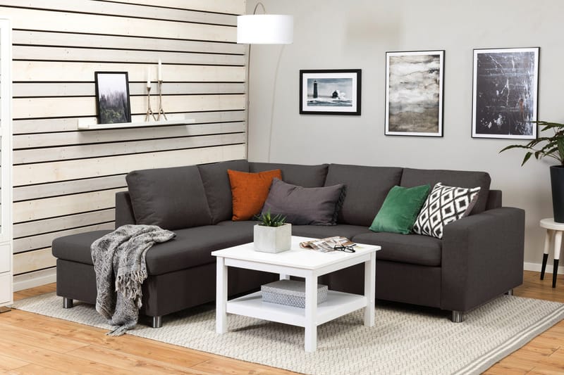 Crazy 3-sits Vänstervänd L-formad Schäslongsoffa i Tyg - Mörkgrå - Möbler - Vardagsrum - Soffor - Divansoffa & schäslong