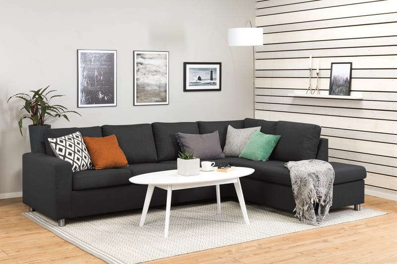 Crazy 4-sits Högervänd L-formad Schäslongsoffa i Tyg - Antracit - Möbler - Vardagsrum - Soffor - Divansoffa & schäslong